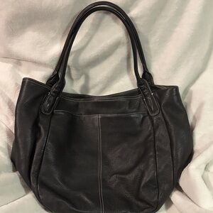 Tignanello Black Leather Shoulder Tote GUC
